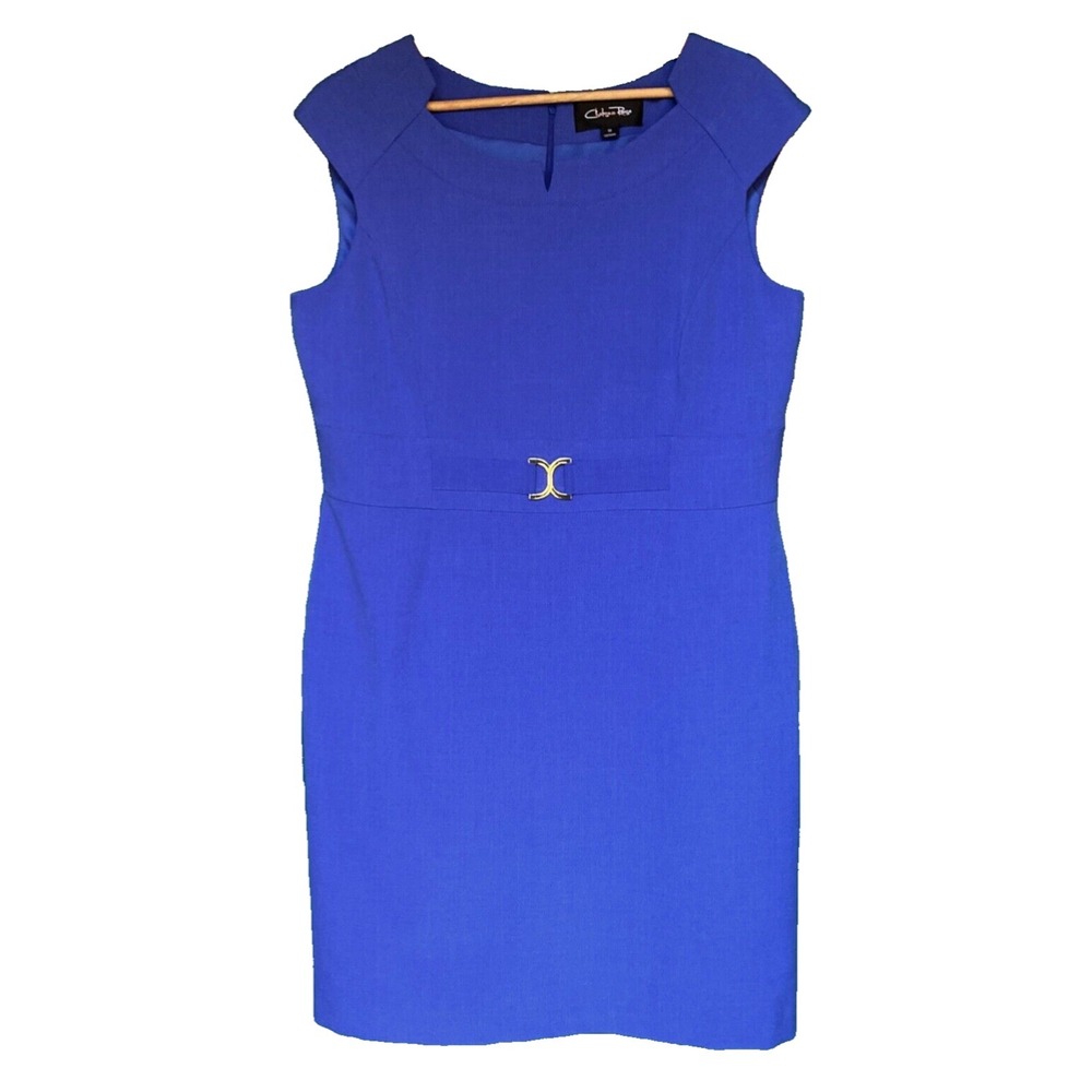 Chelsea Rose Vibrant Cobalt Belted Going Out Party Dress Womens XL 18 1X Plus